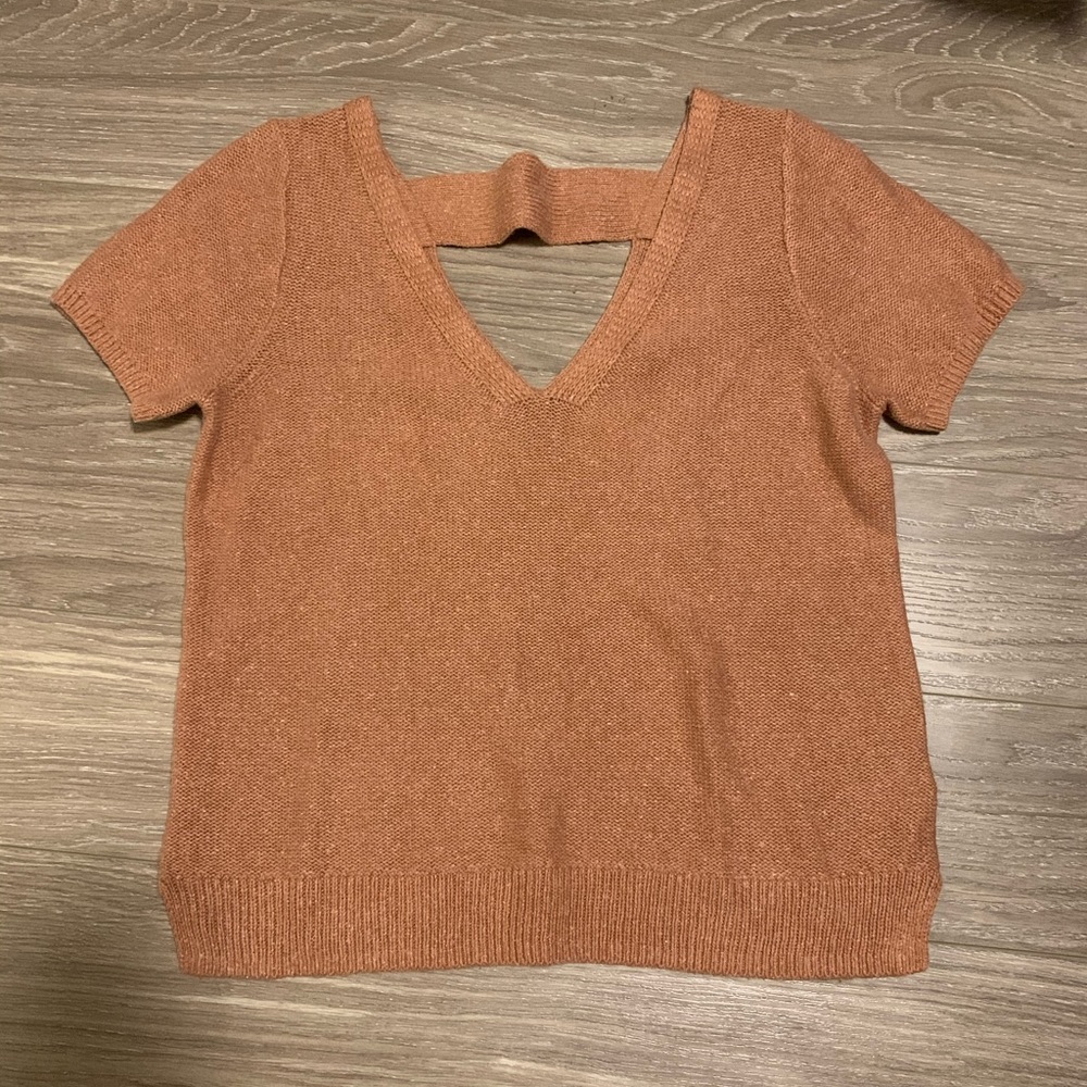 Madewell Double V Sweater Tee Linen Silk M